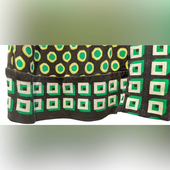 Diane Von Furstenberg Silk Jersey Shirt Dress Green Black Print Button Up Size 2 - Picture 5 of 11